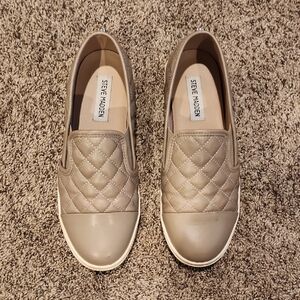 Steve Madden Quilted Slip-On Loafers - Taupe